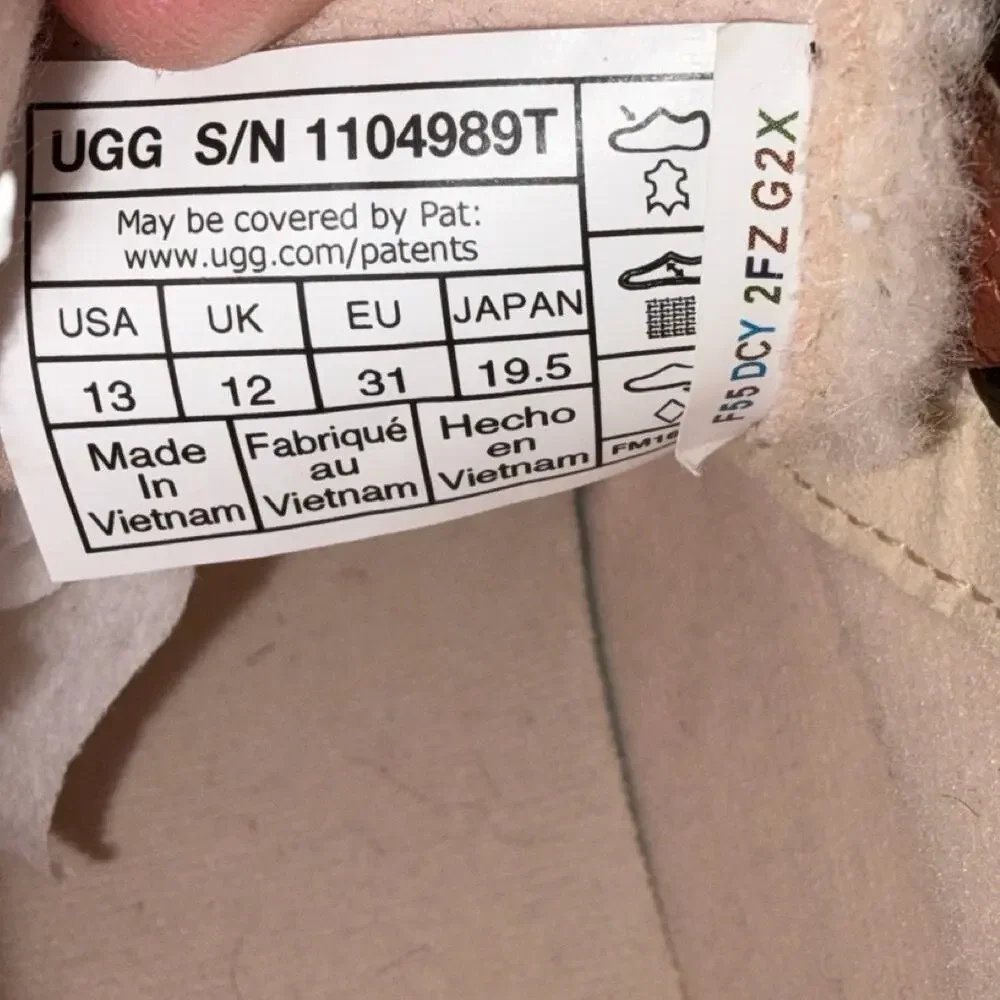 UGG Rennon II Chestnut Leather Suede Double-Strap Sneakers Size: US 13 Kids